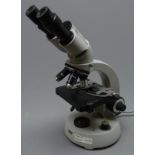 Post-WW2 Zeiss grey enamelled binocular microscope,