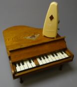 1950's miniature elm cased grand piano by S.K, L36cm and a Wittner W.
