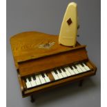 1950's miniature elm cased grand piano by S.K, L36cm and a Wittner W.