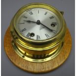 Iver Weilbach brass cased ship's bulkhead clock,