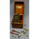 Late 19th century medical induction coil with brass fittings,