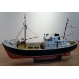 Radio Controlled model of a Fishing Boat, with motor provision, on stand, L82cm,