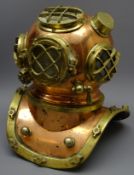 Small decorative brass & copper twelve bolt diving helmet,