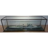 Waterline scale model of HMS Sheffield by L.