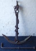 Large cast iron Ship's Admiralty pattern anchor, H150cm,