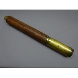 19th century leather & brass single-draw telescope with sliding sunshade,