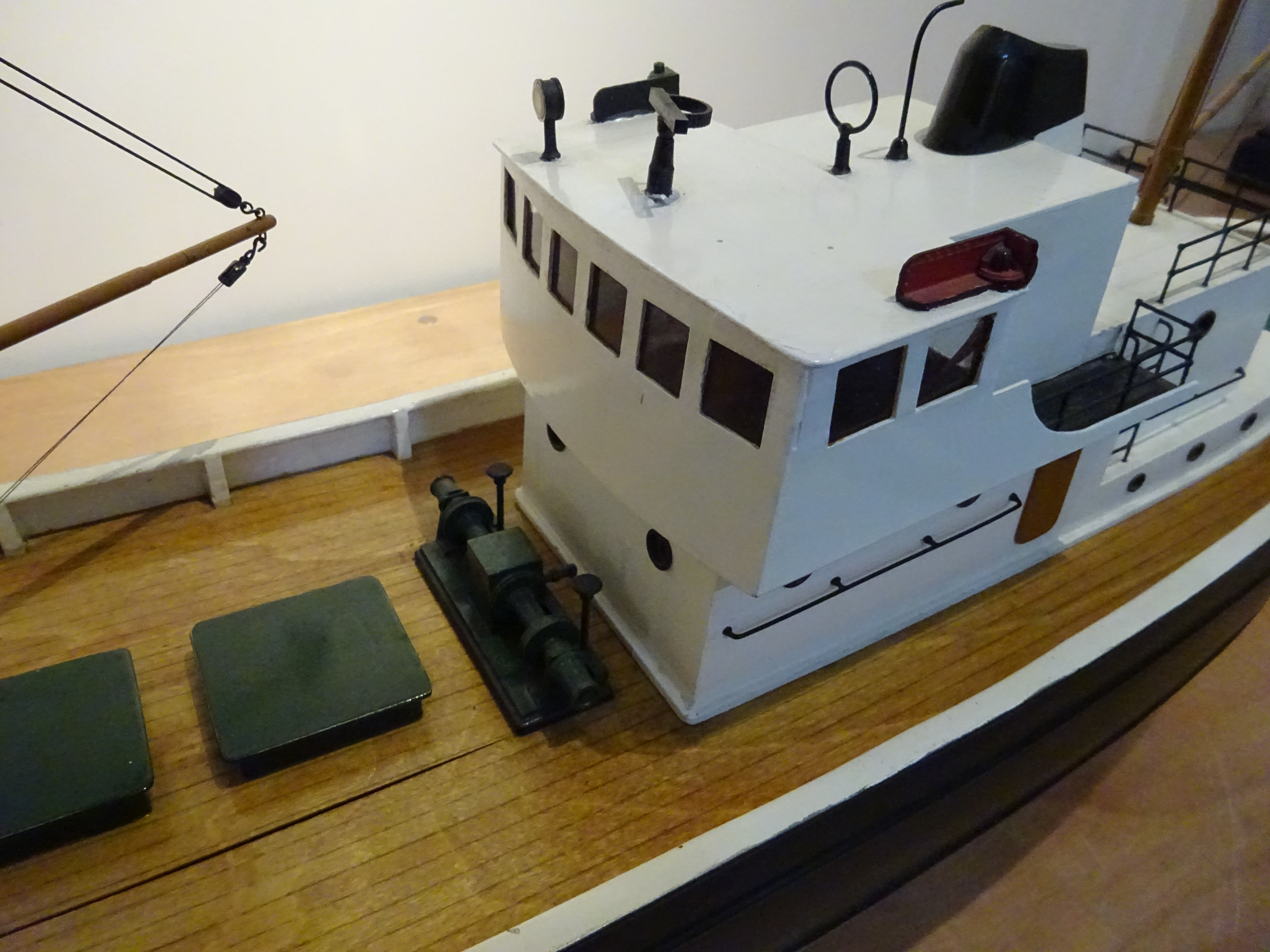 Radio Controlled model of a Fishing Boat, with motor provision, on stand, L82cm, - Image 2 of 2