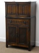 Mid 20th century 'Jaycee Furniture Ltd' oak cocktail cabinet with hinged lid and fall front