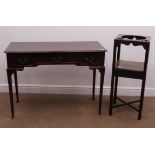 Early 20th century mahogany side table, one long and two short drawers, cabriole legs,