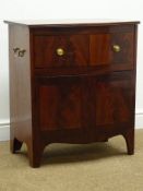 Early 19th century inlaid mahogany commode, hinged up and over lid, shaped apron, bracket feet, W60,