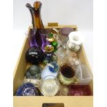 Collection of Art Glass including tall amber glass vase,