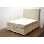 4'6" double divan base bed with drawers,