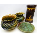 Studio pottery charger impressed EP, D33cm,