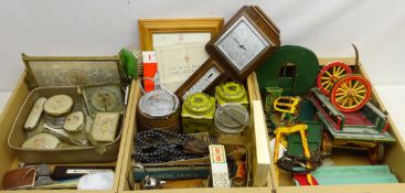 Vintage gilt metal & petit-point dressing table set,