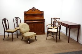 Victorian mahogany chiffonier, shaped carved and pierced floral raised back, ogee drawer front,