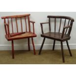 Pair rustic painted armchairs, W62cm Condition Report <a href='//www.