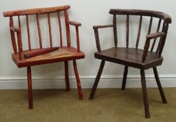 Pair rustic painted armchairs, W62cm Condition Report <a href='//www.