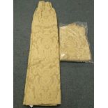 Pair lined beige curtains detailed with classical swags, W196cm,