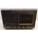 Vintage Pye walnut cased mains radio,