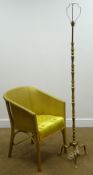 Brass finish standard lamp (H144cm) and gold finish armchair (W53cm) Condition Report