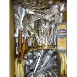 Assorted flatware including silver-plated King pattern, Fiddle pattern,