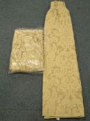 Pair lined beige curtains detailed with classical swags, W196cm,