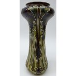 Art Nouveau Doulton Lambeth tubeline vase of waisted form, designed by Mark Marshall no.