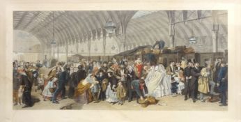 'The Railway Station', 19th century engraving by Francis Holl, after William Powell Frith, pub.