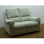 Parker Knoll Albany two seat sofa upholstered in Talluca Green fabric, W135cm,