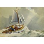 'Yacht in heavy weather' watercolour signed by F C Clarke (Late 20th Century) 41cm x 61cm