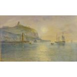 'Scarborough from the Sea', 19th/early 20th century watercolour signed by F Walters 29cm x 48.