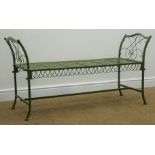 Antique green stool bench, W130cm, H66cm, D42cm Condition Report <a href='//www.