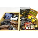 Large collection of cameras; two Ensignette folding cameras, pentax MZ-50 with Sigma 28-80mm lens,
