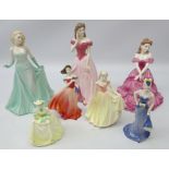 Seven Coalport figures, The Collingwood Collection 'Mary' & 'Claire', Figurine of the Year 'Sarah',