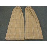 Pair Laura Ashley thermal lined wool curtains, Highland check (natural) pattern, W306cm,