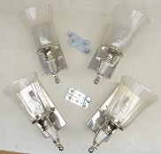 Set of four 'Chandon' polished chrome and glass wall lights,