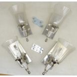 Set of four 'Chandon' polished chrome and glass wall lights,