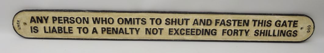 North Eastern Railway type cast iron sign,