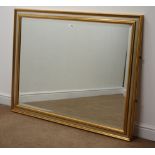 Large gilt framed bevel edge wall mirror, W135cm,