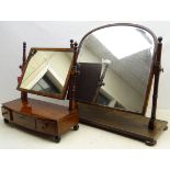 Victorian mahogany dressing table mirror, turned supports, bow front base with three drawers,