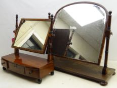 Victorian mahogany dressing table mirror, turned supports, bow front base with three drawers,