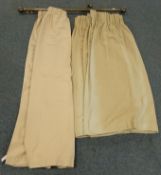 Pair beige lined curtains, (W250cm, D142cmcm) and a similar pair (W165cm,