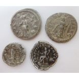 Two Gordian III Roman silver antoninianus and two other early silver coins (4) Condition