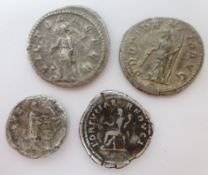Two Gordian III Roman silver antoninianus and two other early silver coins (4) Condition