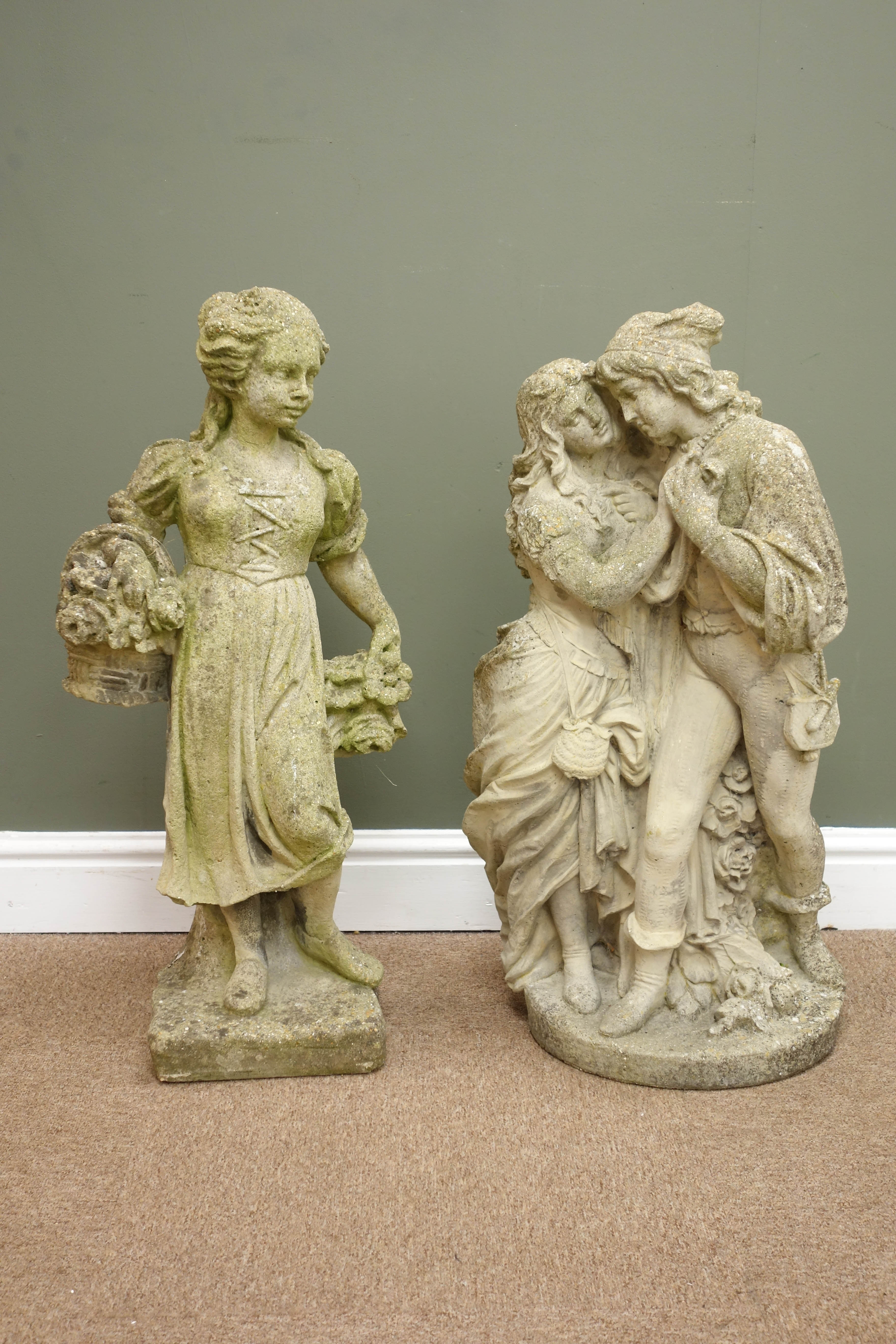 Two composite stone garden figures, H74cm Condition Report <a href='//www.