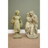 Two composite stone garden figures, H74cm Condition Report <a href='//www.