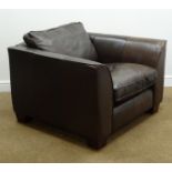 Dark brown leather armchair, W106cm Condition Report <a href='//www.
