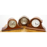 Oak cased mantel clock with silvered Arabic dial,