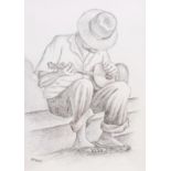 Man Playing a Guitar, pencil drawing signed by Graham McKean (Scottish 1962-) 28.