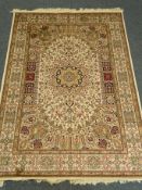 Keshan beige ground rug, central medallion,